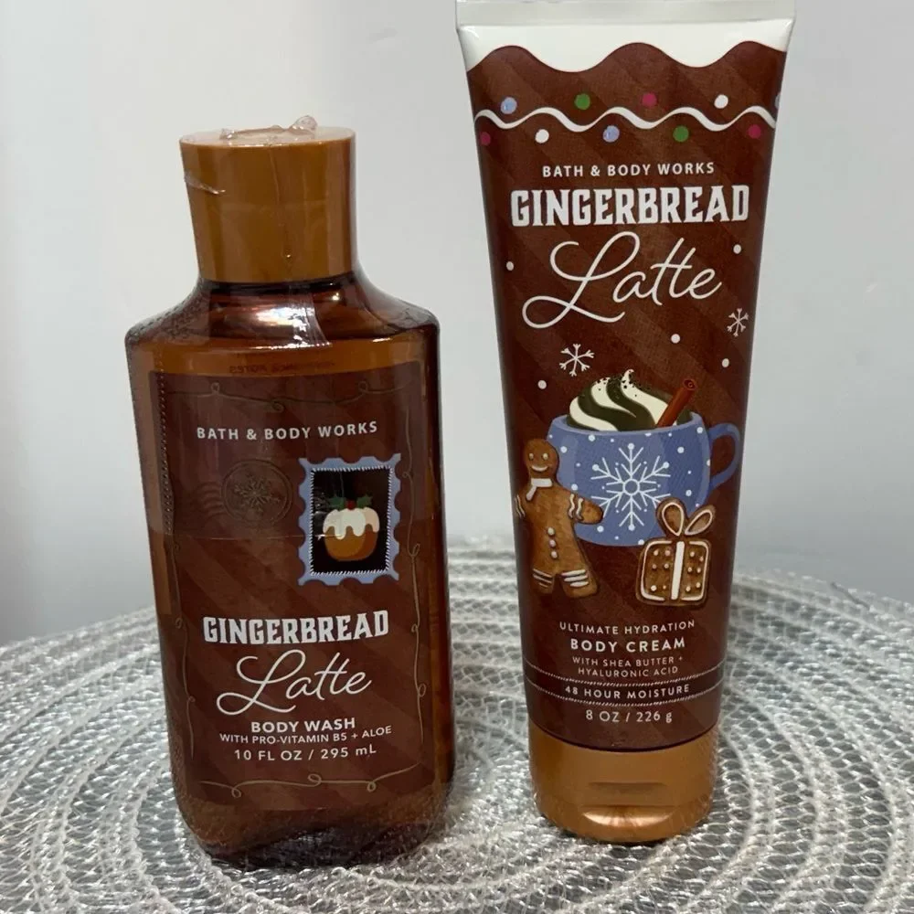 BBW Gingerbread Latte Body Cream and Body Wash Set of 2 NWT